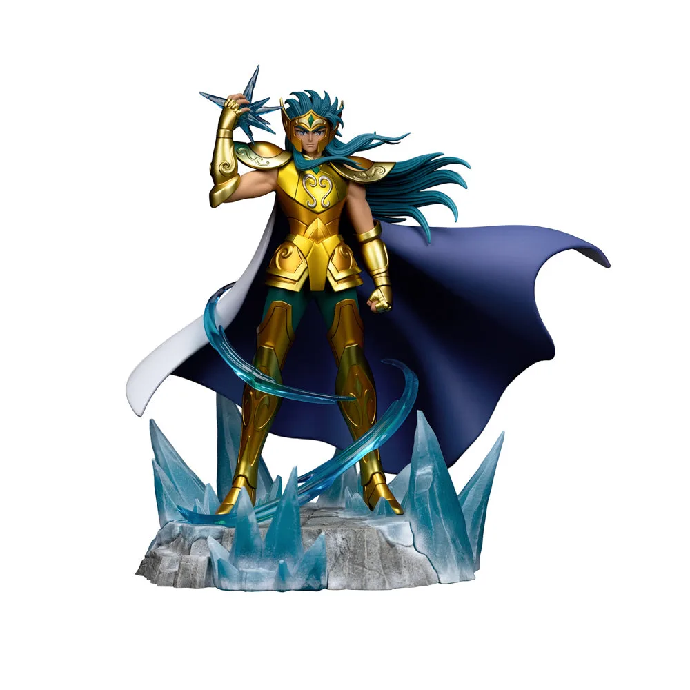 Statue Iron Studios Art Scale 1/10 de Camus, Chevalier d’Or du Verseau, sur une base de cristaux de glace